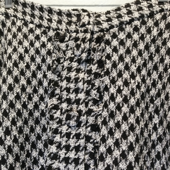 ZARA Women Black White Houndstooth Tweed A-Line Midi Buttons Skirt ASO Kate Midd - Picture 5 of 8